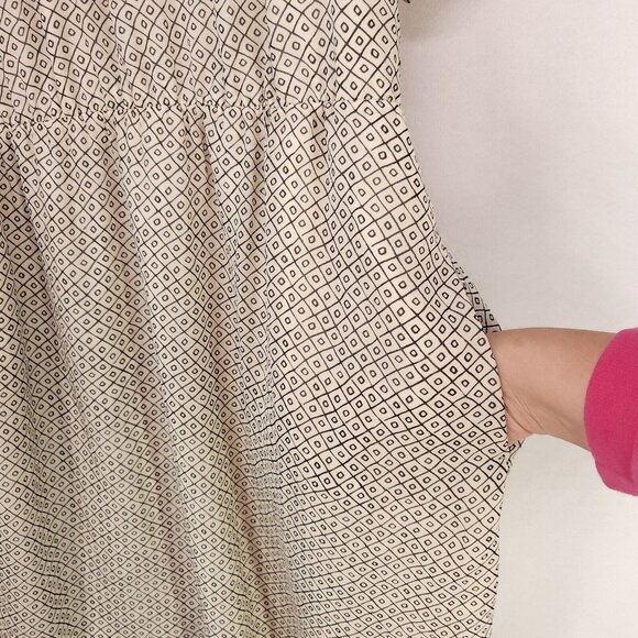 Madewell 100% Silk Dress Size 6 Pockets Baby Doll Elastic Waist Sheer Sleeve - Picture 6 of 12